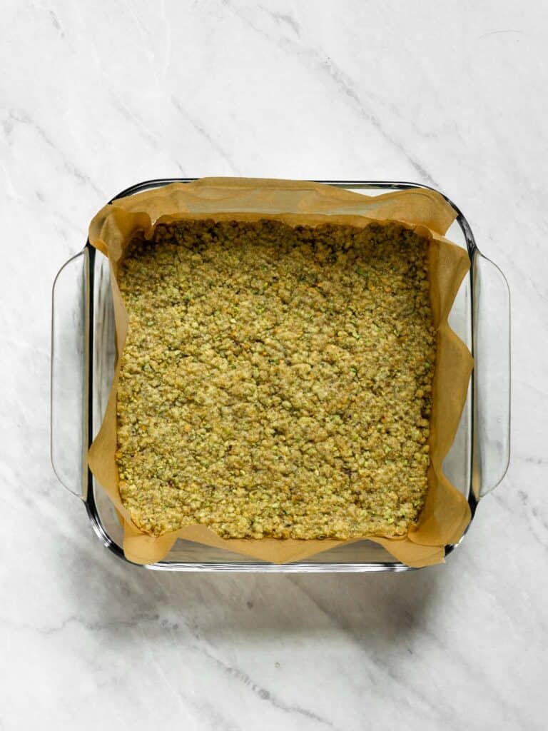 Image of baked pistachio crust for cheesecake